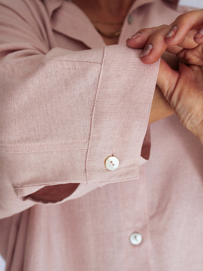 Ropa linen-blend short set (blush)