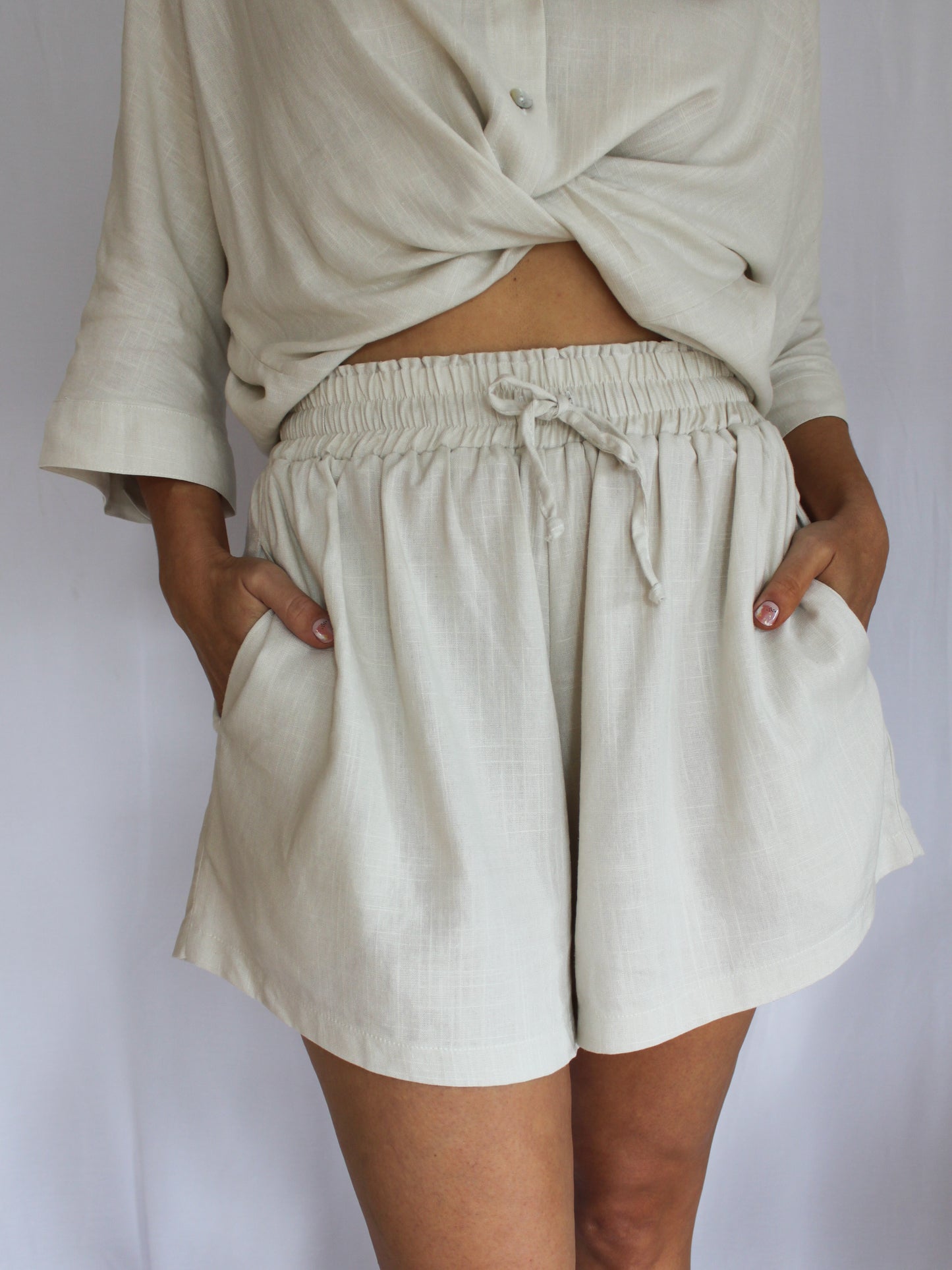 Ropa linen-blend shorts (buttercream)