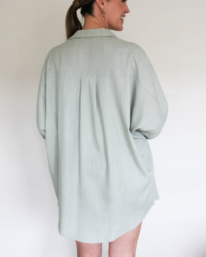 Ropa linen-blend short set (sage)