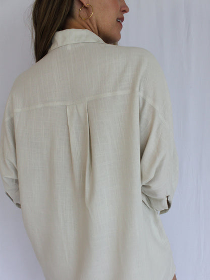Ropa linen-blend shirt (buttercream)