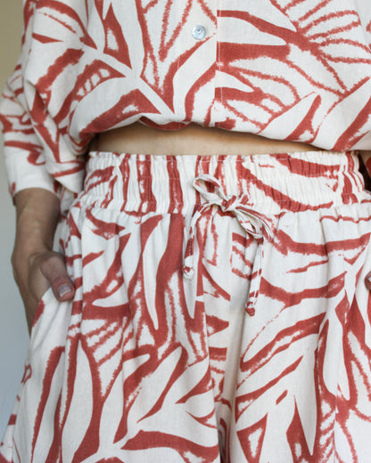 Ropa linen-blend shorts (rusty leaves)