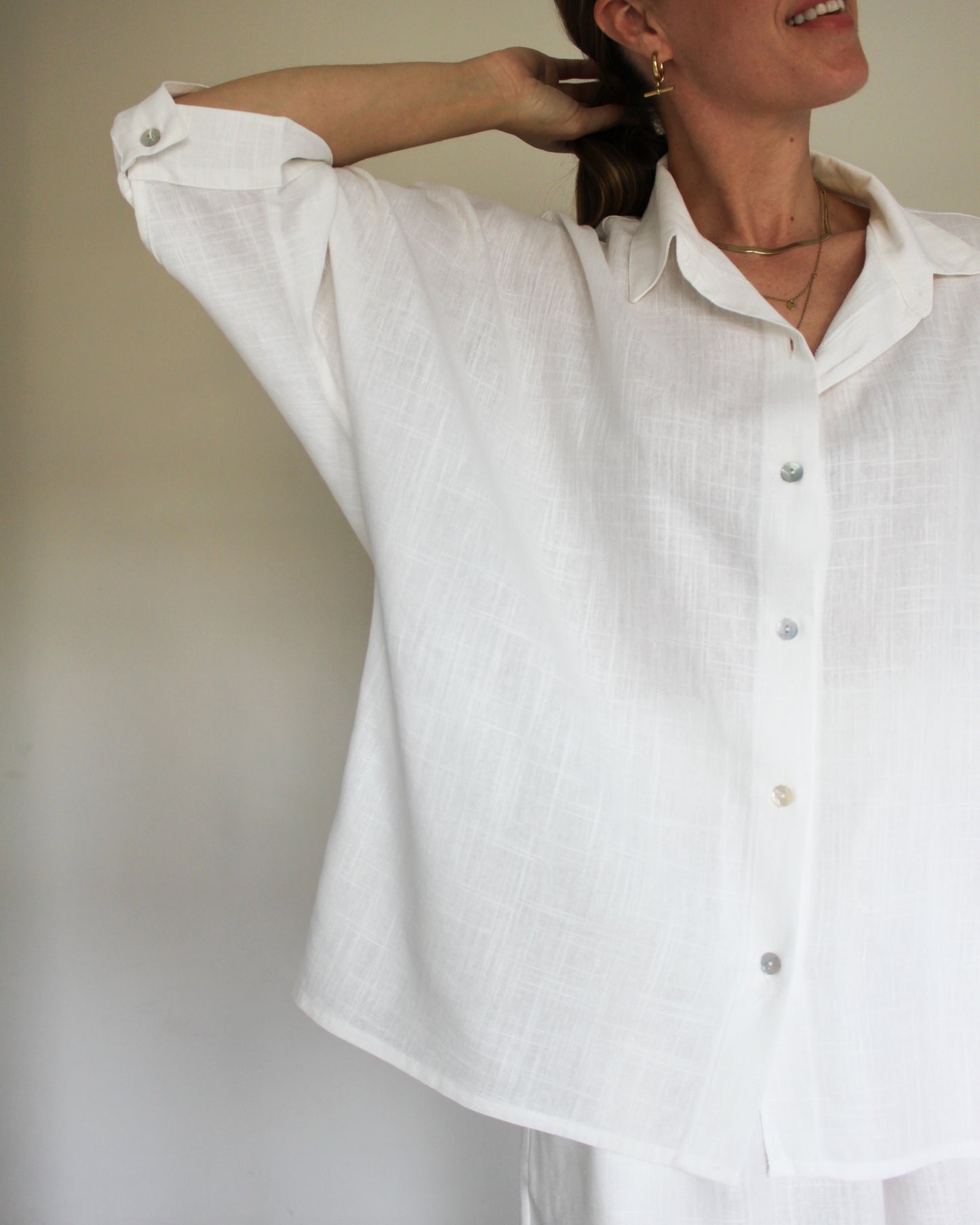 Ropa linen-blend short set (milk)