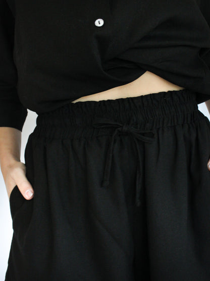 Ropa linen-blend shorts (black)