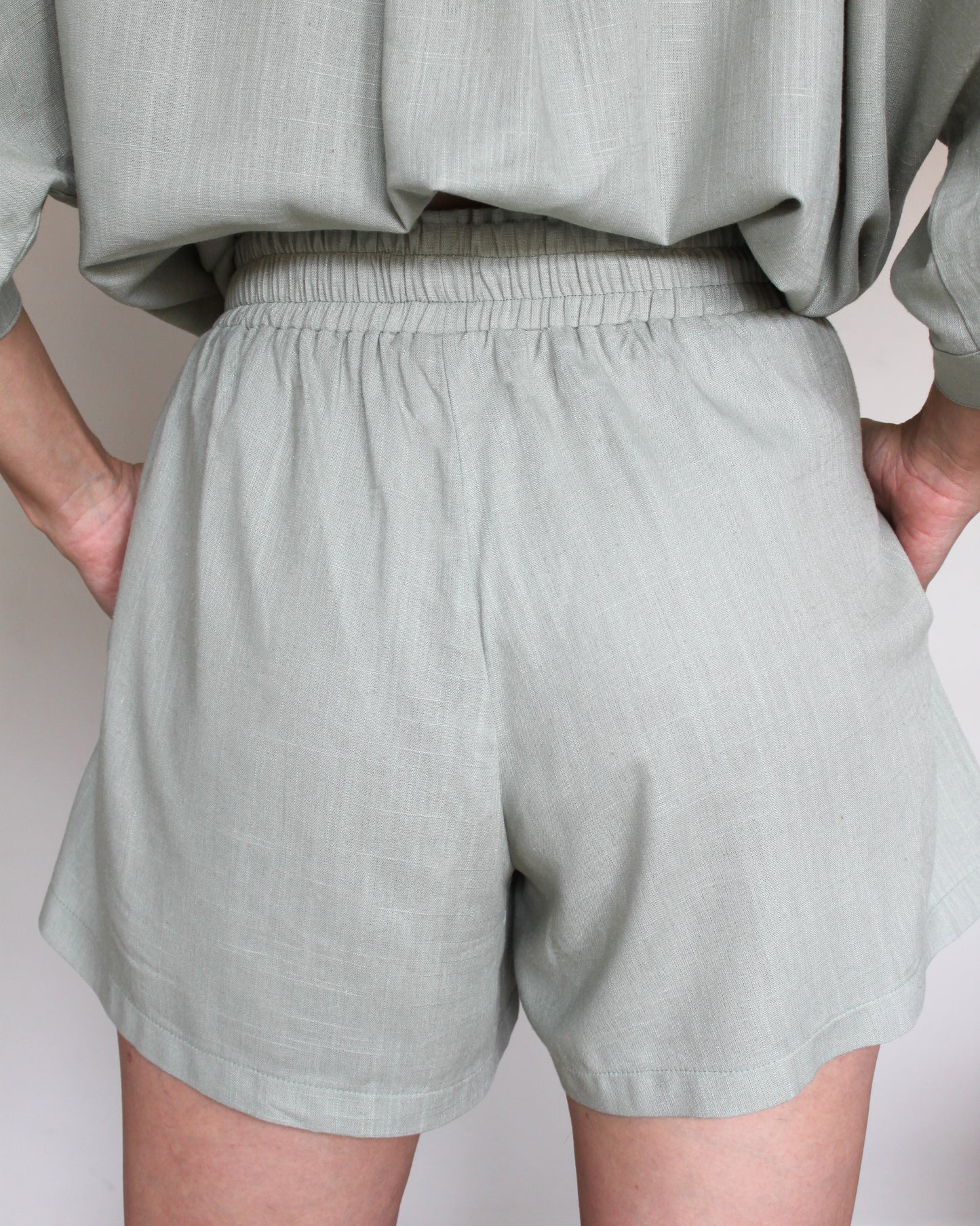 Ropa linen-blend short set (sage)