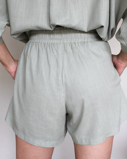 Ropa linen-blend short set (sage)