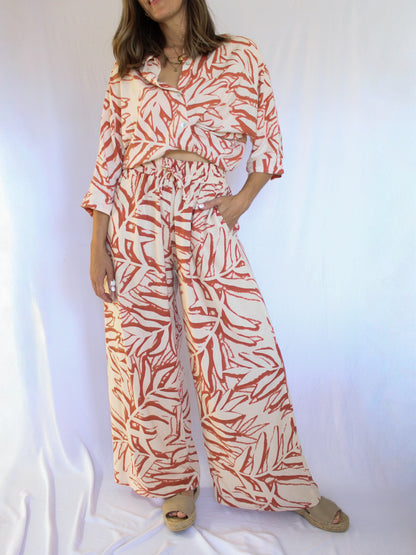 Ropa linen-blend pants (rusty leaves)