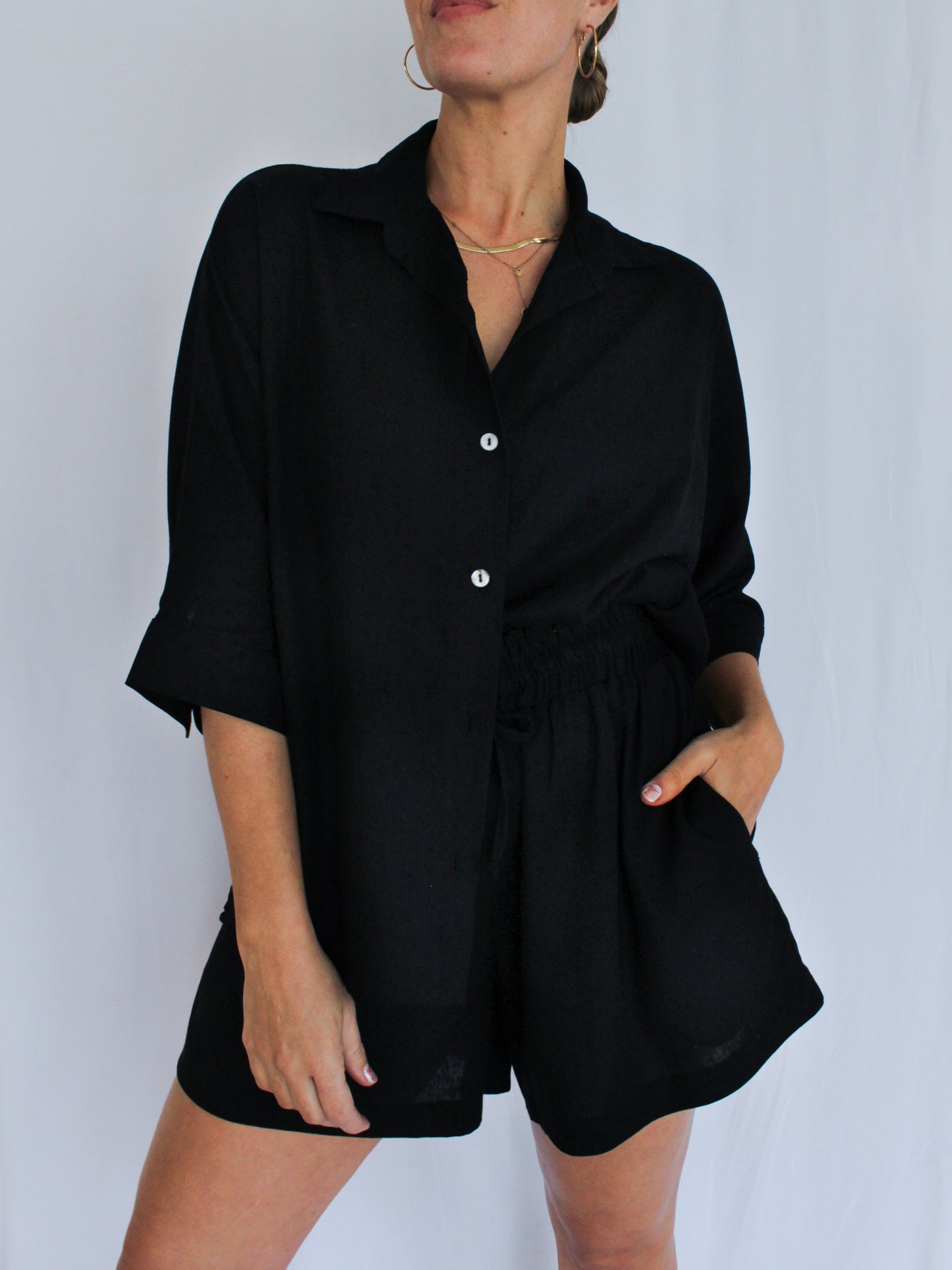 Ropa linen-blend shorts (black)