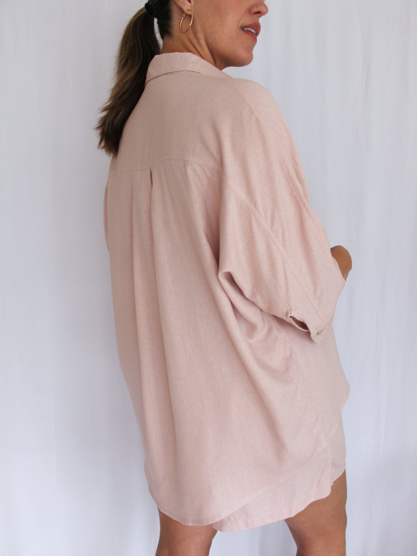 Ropa linen-blend short set (blush)