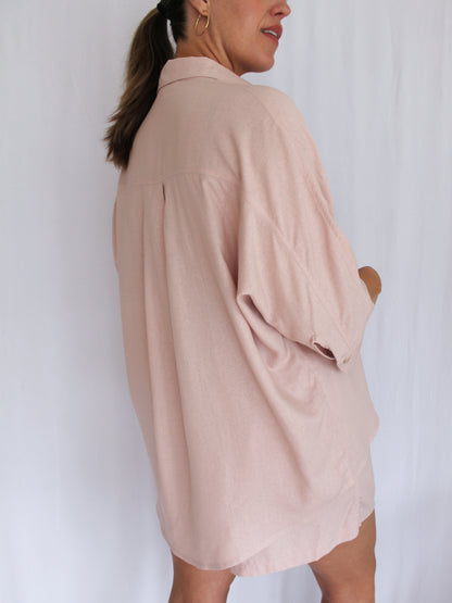 Ropa linen-blend short set (blush)