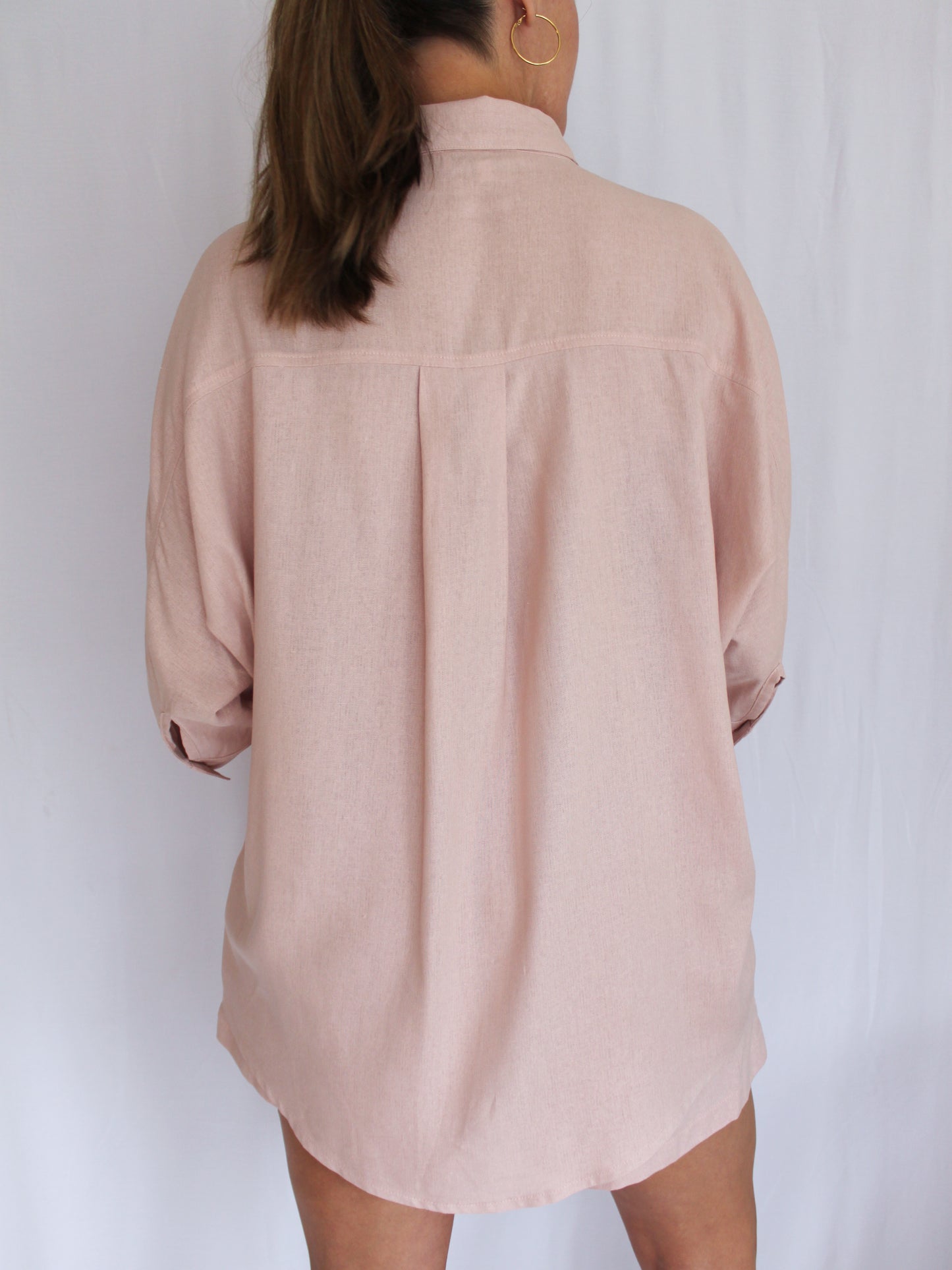 Ropa linen-blend short set (blush)