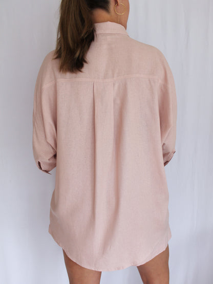Ropa linen-blend short set (blush)