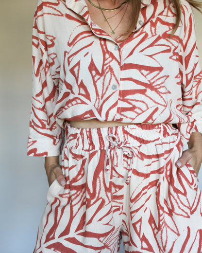 Ropa linen-blend shorts (rusty leaves)