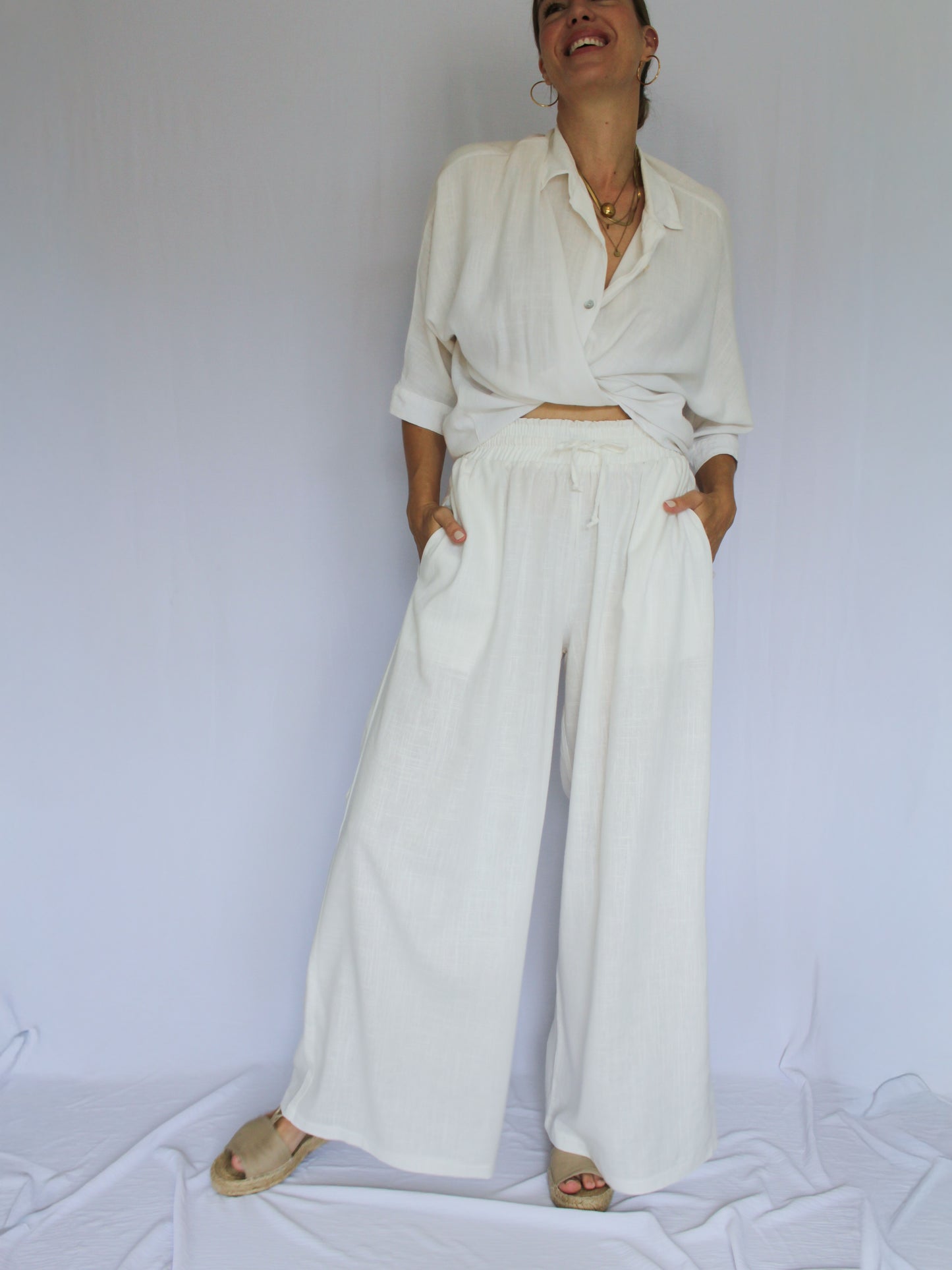 Ropa linen-blend pants (milk)