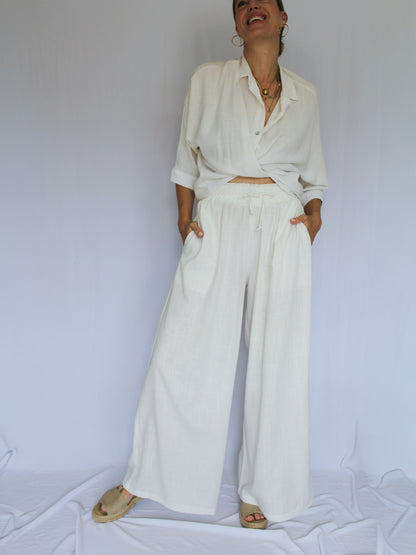 Ropa linen-blend pants (milk)