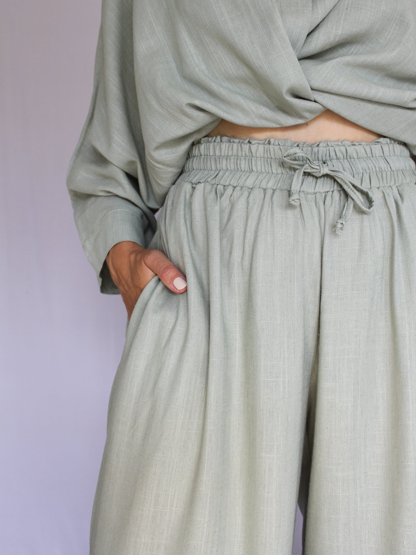 Ropa linen-blend pants (sage)