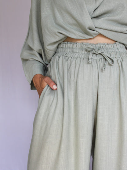 Ropa linen-blend pants (sage)