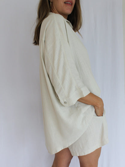 Ropa linen-blend shirt (buttercream)