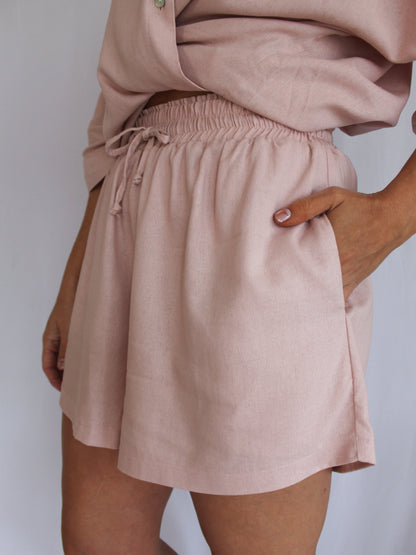 Ropa linen-blend shorts (blush)