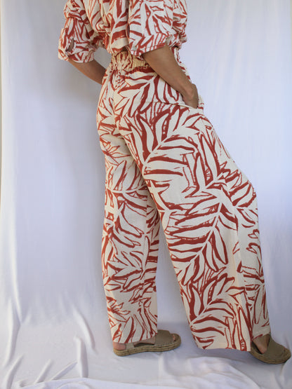 Ropa linen-blend pants (rusty leaves)