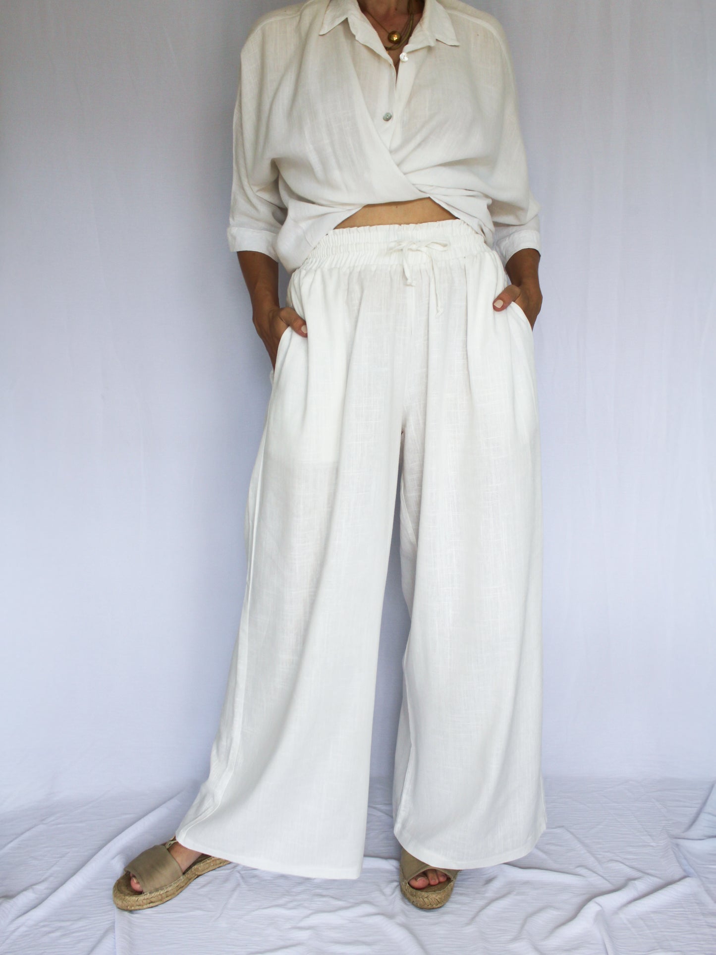 Ropa linen-blend pants (milk)