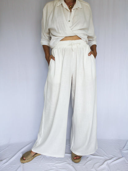 Ropa linen-blend pants (milk)