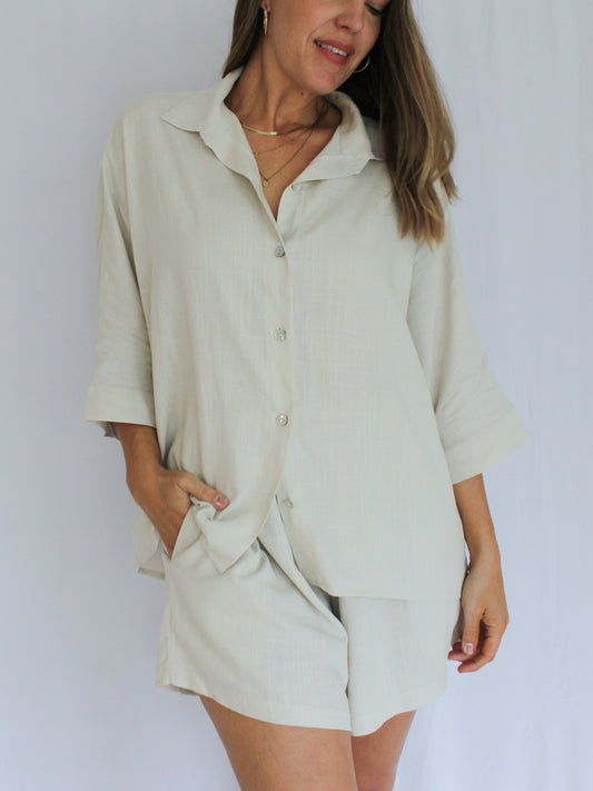 Ropa linen-blend shirt (buttercream)