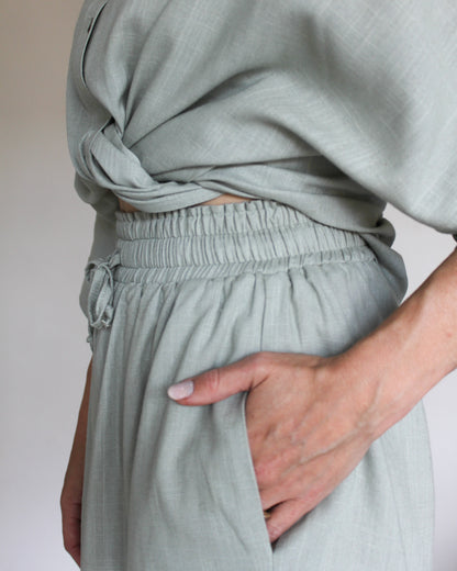 Ropa linen-blend shorts (sage)