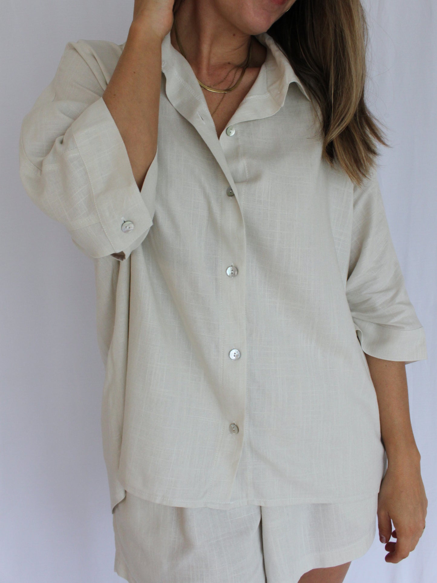 Ropa linen-blend shirt (buttercream)