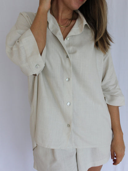 Ropa linen-blend shirt (buttercream)