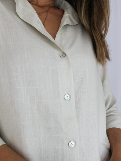 Ropa linen-blend shirt (buttercream)